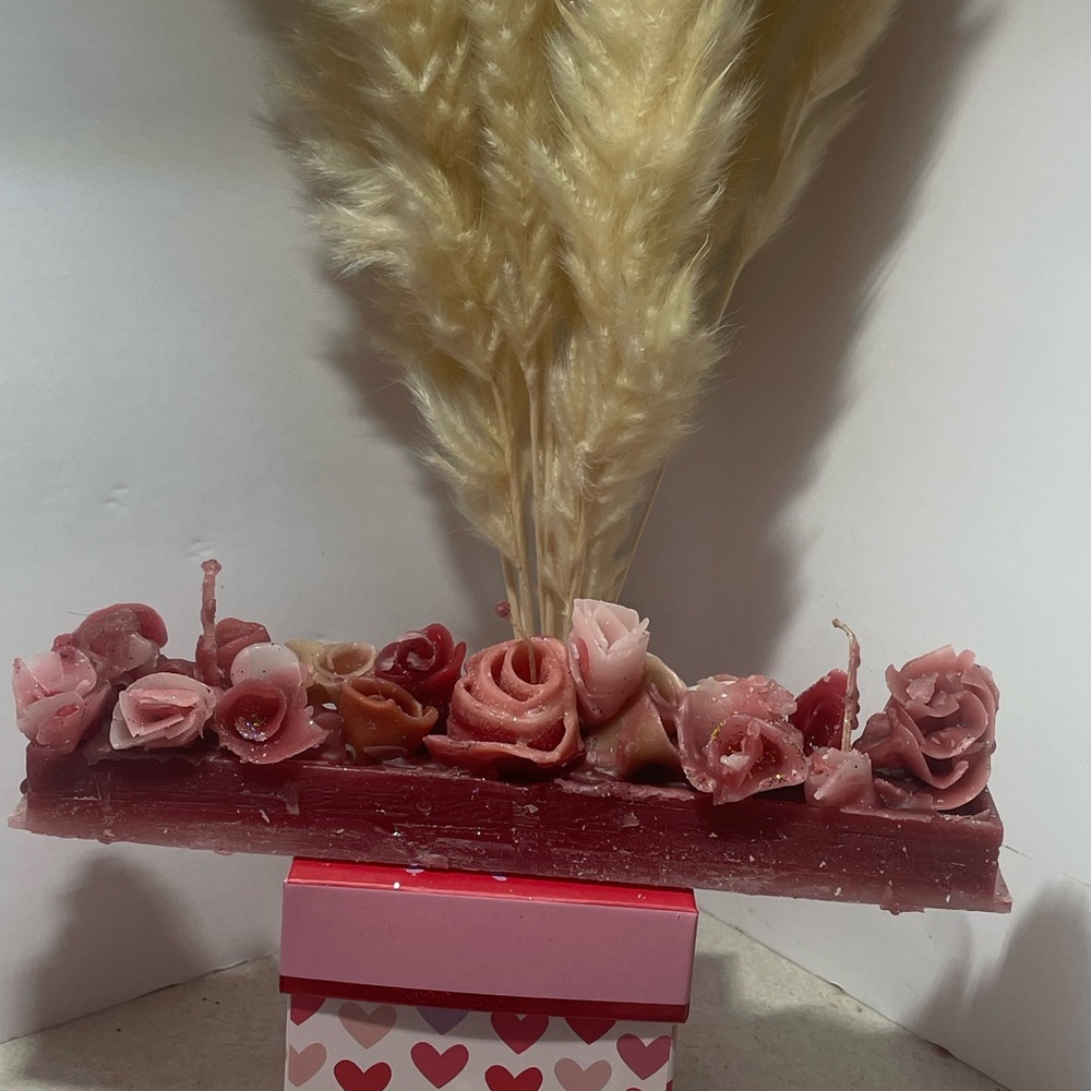 Pink and Red Floral Candle Arrangement